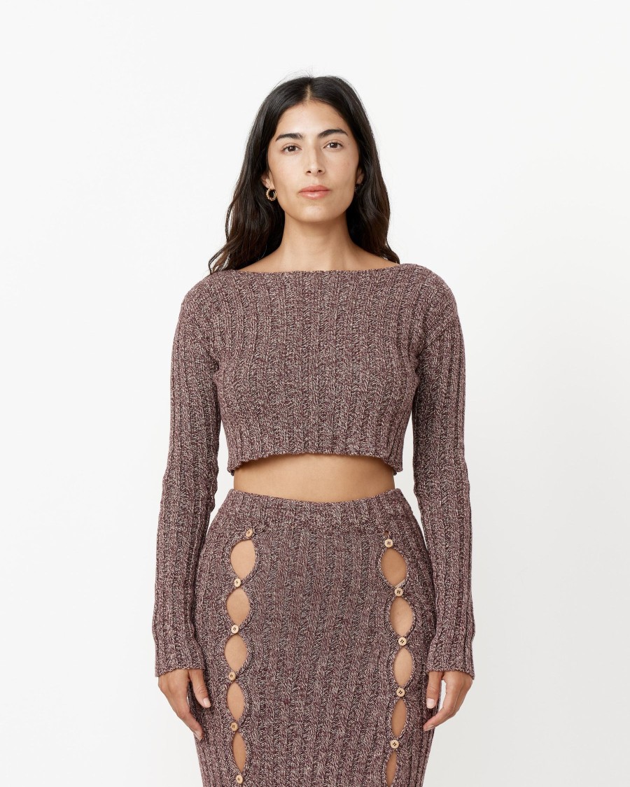 Woman Baserange Loungewear & Intimates | Macau Pullover In Burgundy Melange